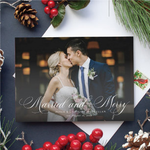 Marié et Joyeux nouveau marié Carte photo de vacan