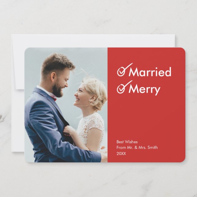 Marié et Joyeux | Premier Carte photo de Noël (Devant)