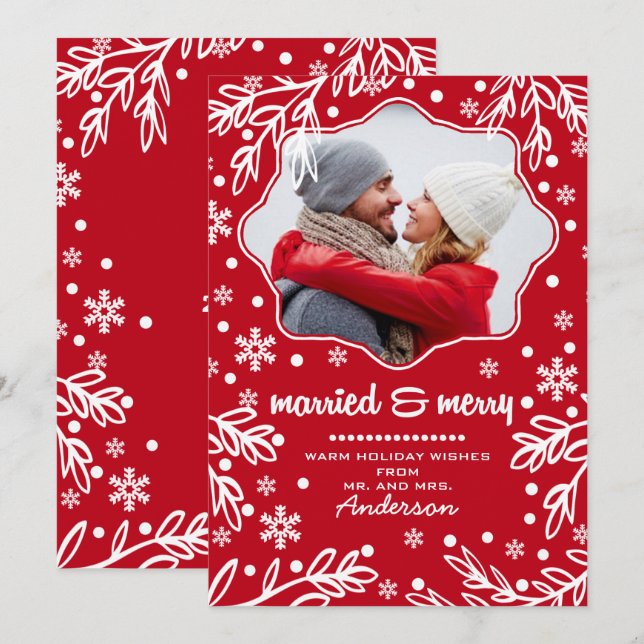Marié & Joyeux. Carte photo de Noël (Devant / Derrière)