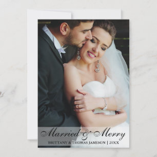 Marié & Joyeux Carte photo Mariage nouvellement ma