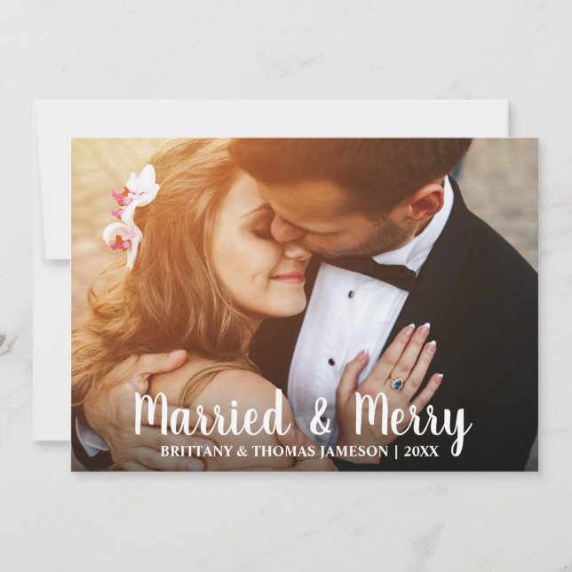 Marié & Joyeux nouveau Mariage Carte photo W (Devant)