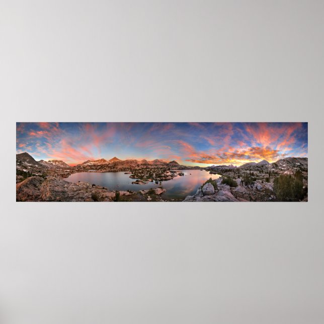 Marie Lake Sunrise Panorama - John Muir Trail Poster (Front)