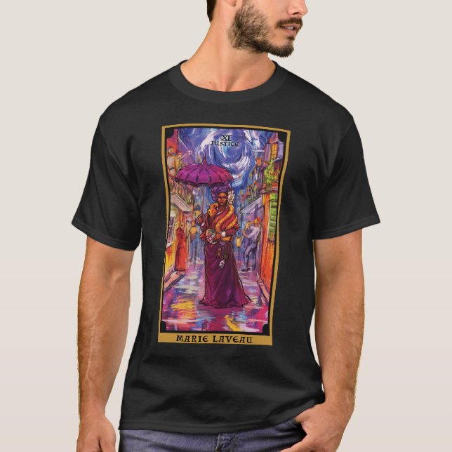Marie Laveau Justice Tarot Card Apparel T-Shirt (Front)