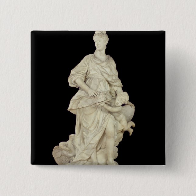 Marie Leszczynska  as Juno, 1731 2 Inch Square Button (Front)