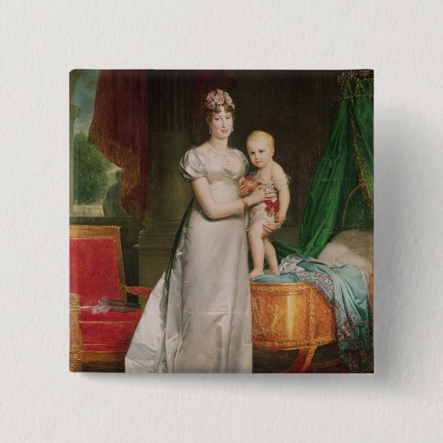 Marie Louise  and the King of Rome 2 Inch Square Button (Front)