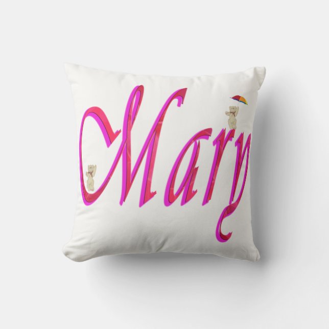 Marie, Nom, Logo, Coussin À Jets Blancs. (Recto)