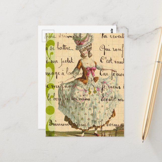 Marie Retro Collage Postcard (Front/Back In Situ)