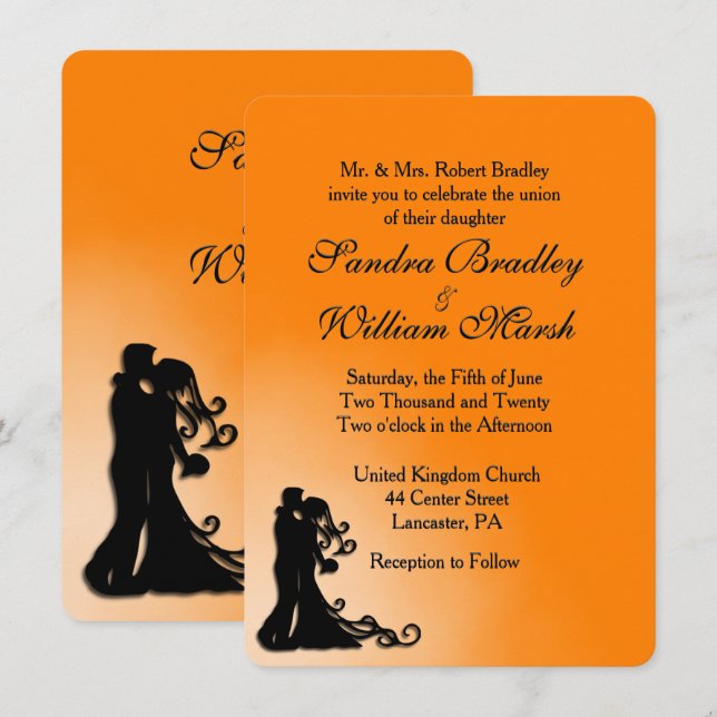 Mariée, chambre orange et Faire-part de mariage no (Devant / Derrière)