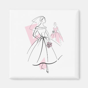 Mariée de mode Groupe rose aimant carré