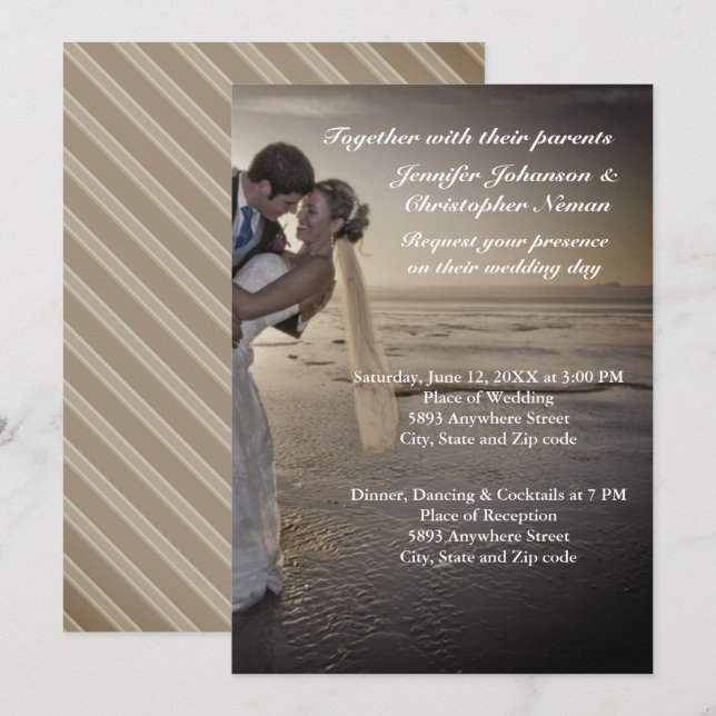 Mariée et chambre Grayed Sunset Beach Invitation d (Devant / Derrière)