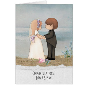 mariée et mariée sur sable de plage avec un nom sp
