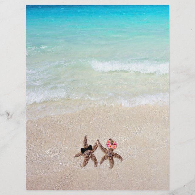 Mariée étoile de mer Marié Scène de plage Papier v (Devant)