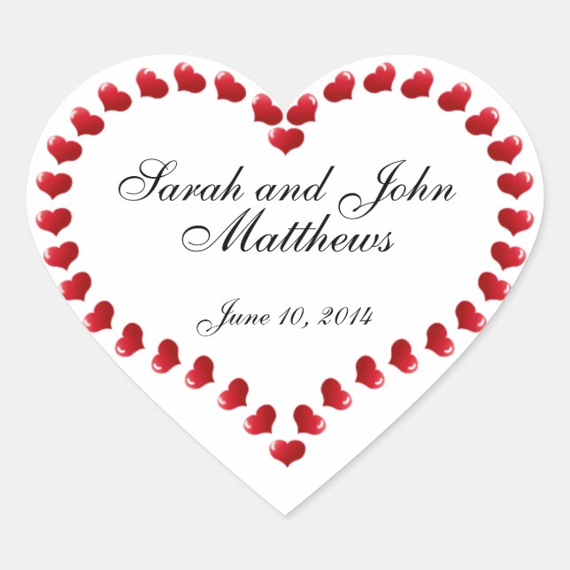 Mariée Groom Noms Coeurs Mariage Faveur Stickers (Devant)