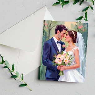 Mariée & Marié   Carte de mariage aquarelle pour j