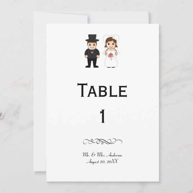 Mariée & Marié - Numéro de table de réception (Devant)