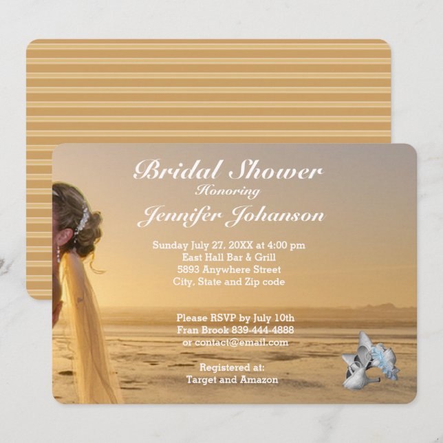 Mariée sur Sunset Beach Invitation de douche nupti (Devant / Derrière)