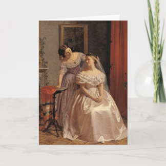 Mariée vintage, demoiselle d'honneur, carte de ser