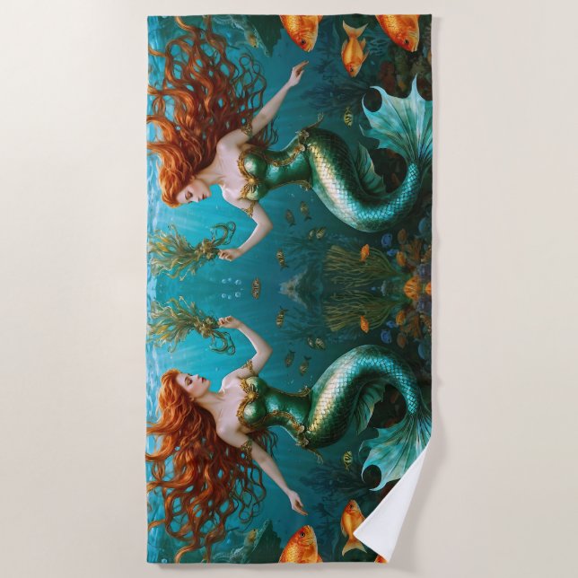 “Marielle” – Beautiful Dancing Mermaid Beach Towel (Front)