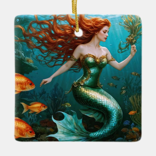 “Marielle” – Beautiful Dancing Mermaid Ceramic Ornament (Front)