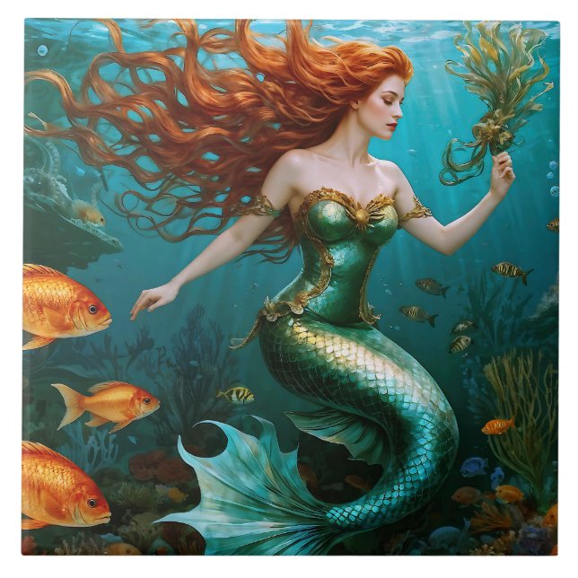 “Marielle” – Beautiful Dancing Mermaid Tile (Front)