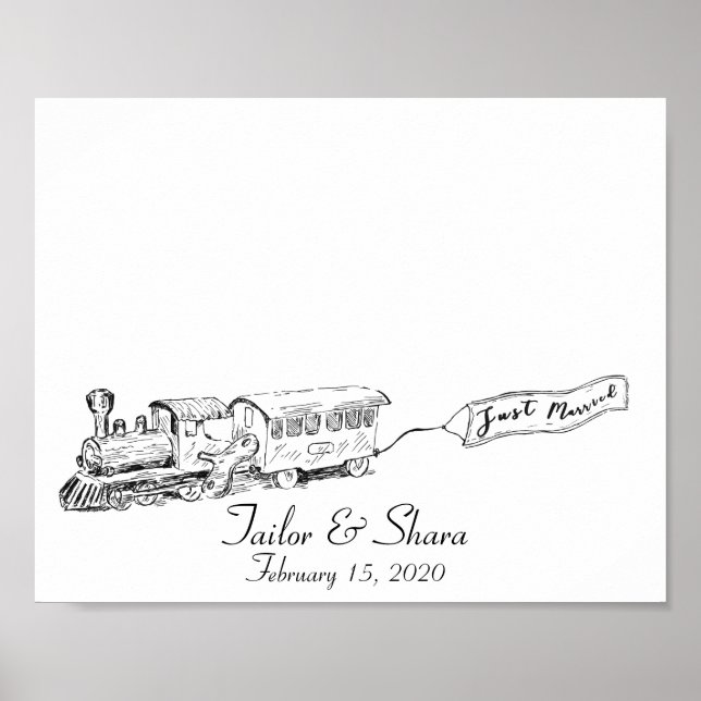 Mariés depuis peu Train de mariage Livre d'or empr (Devant)