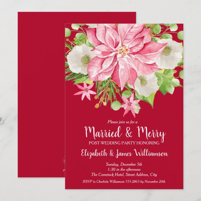 Mariés et Gais Invitations de Noël après le Mariag (Devant / Derrière)
