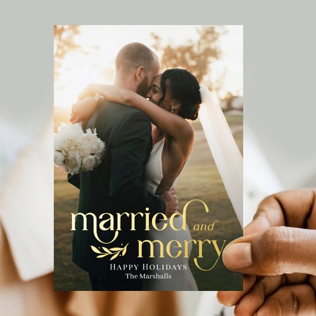 Mariés et Joyeux Foil Carte de Fêtes de Nouveaux M (Créateur téléchargé)