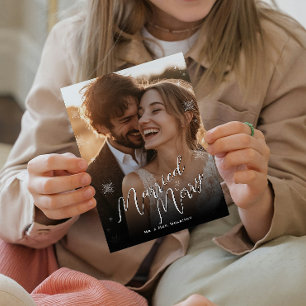 Mariés & Joyeux Flocons de Neige Noël Photo Impres