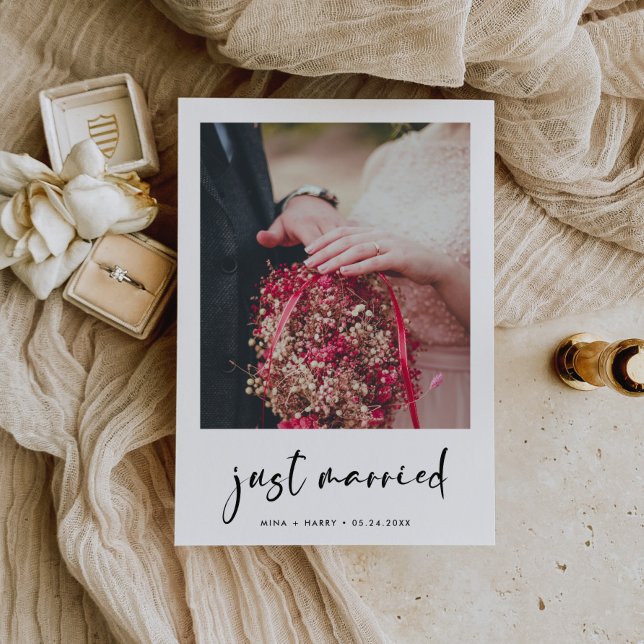 Mariés juste maintenant Carte de photo de mariage  (Créateur téléchargé)