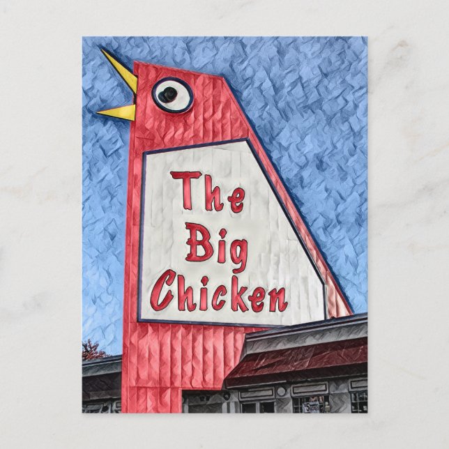 Marietta Georgia Big Chicken restaurant painting Postcard (Front)