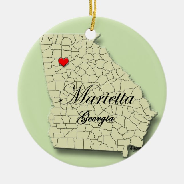 Marietta, Georgia. Map, Christmas Ornaments (Front)