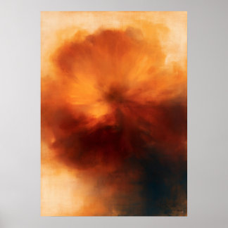 Marigold Atmospheric Floral Abstraction Poster