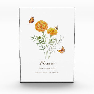 Marigold Birth Month Flower Photo Block