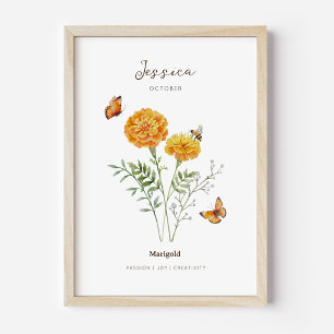 Marigold Birth Month Flower Poster