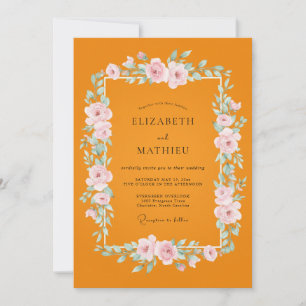 Marigold Blush Ranunculus Eucalyptus Wedding Invitation