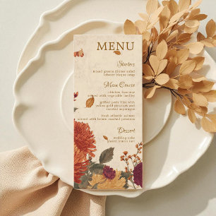 Marigold Border Rustic Boho Autumn Floral Wedding Menu