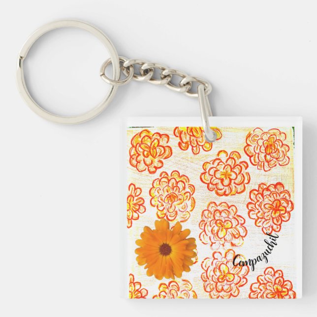 Marigold Cempazuchil Keychain (Front)