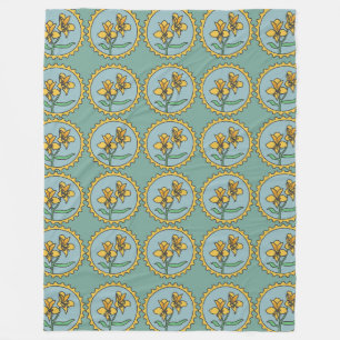 Marigold Emblem Tiles Fleece Blanket