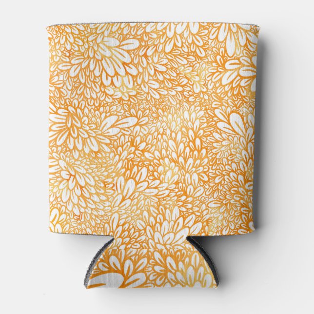 Marigold Floral: Simple Orange Pattern Can Cooler (Front)
