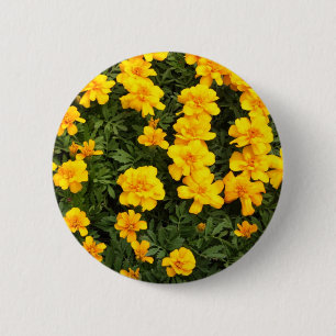 Marigold Flower Button Badge