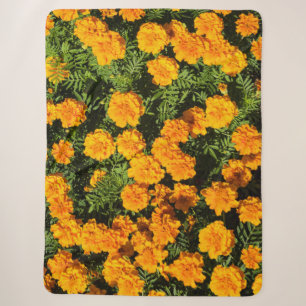 Marigold flower in blossoms sherpa blanket