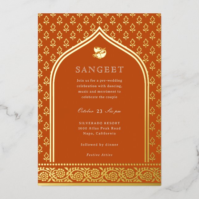 Marigold Flower Indian Floral Sangeet Gold (Front)