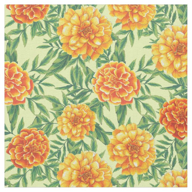 Marigold Flower Pattern Fabric (Close Up)