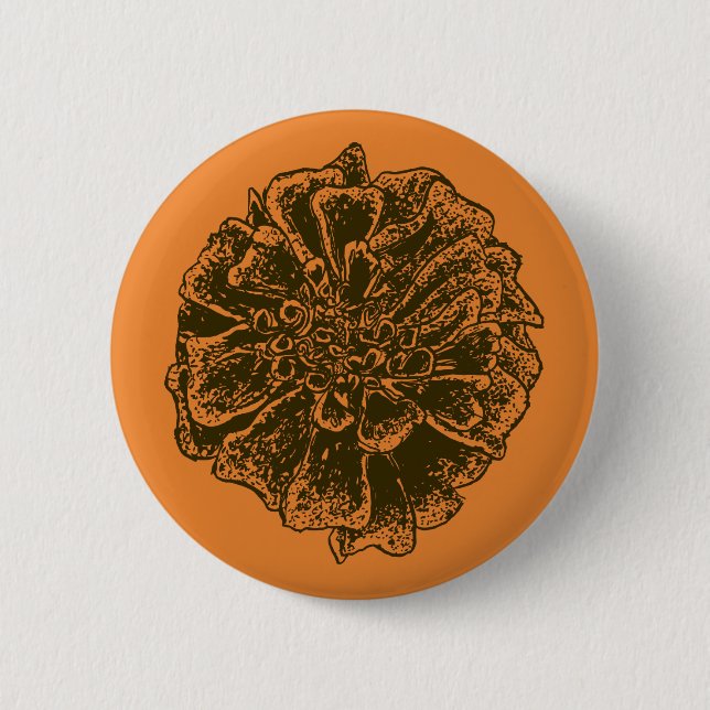 Marigold Flower Power 2 Inch Round Button (Front)