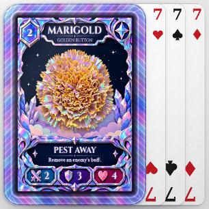 Marigold Flower, Rainbow Foil Art Playing Cards