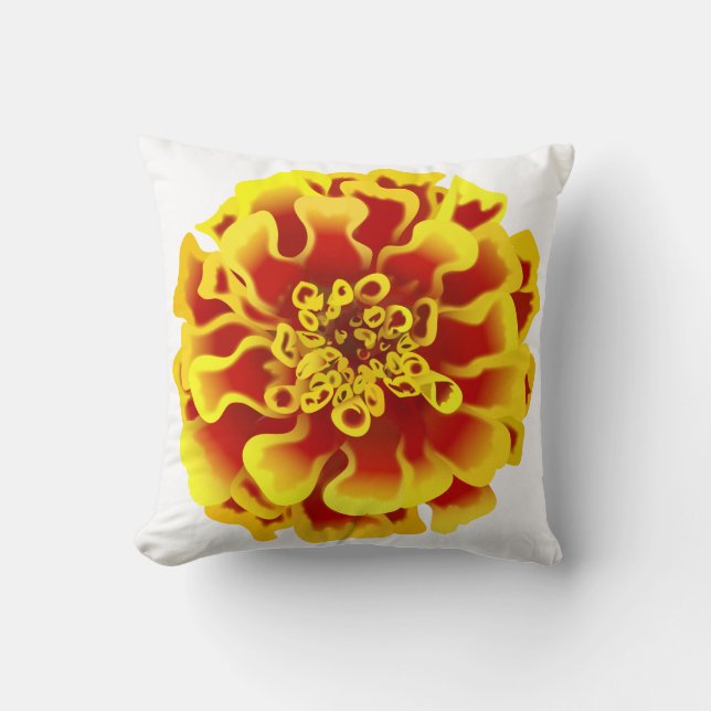Marigold Flower Throw Pillow (Front)