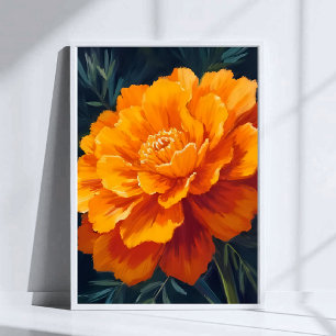 Marigold Flower Watercolor Floral Painted Poster