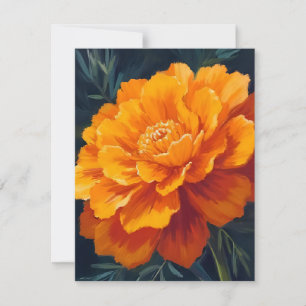 Marigold Flower Watercolor Floral Painted Thank You Card