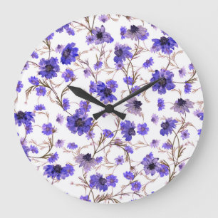 Marigold flowers, floral seamless wallpaper large clock