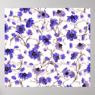 Marigold flowers, floral seamless wallpaper poster